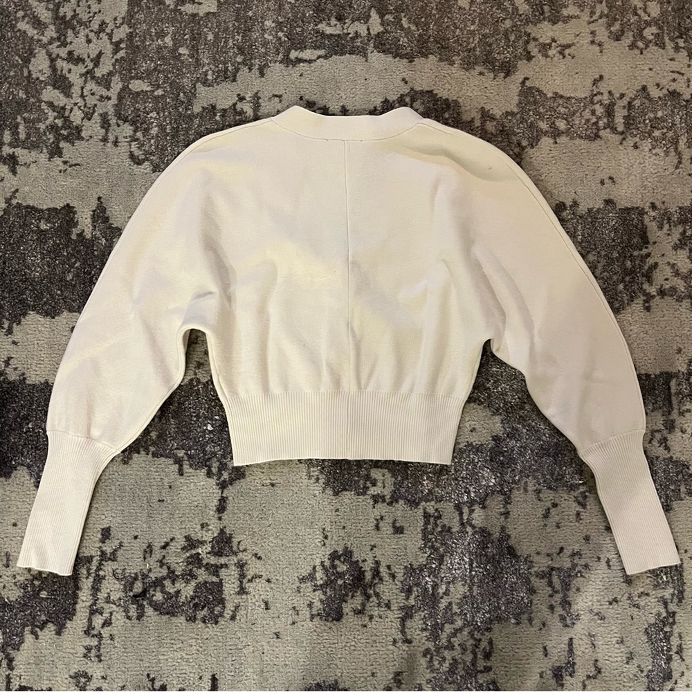 Express V-Neck Mixed Button Cardigan in Swan - Picture 4 of 7